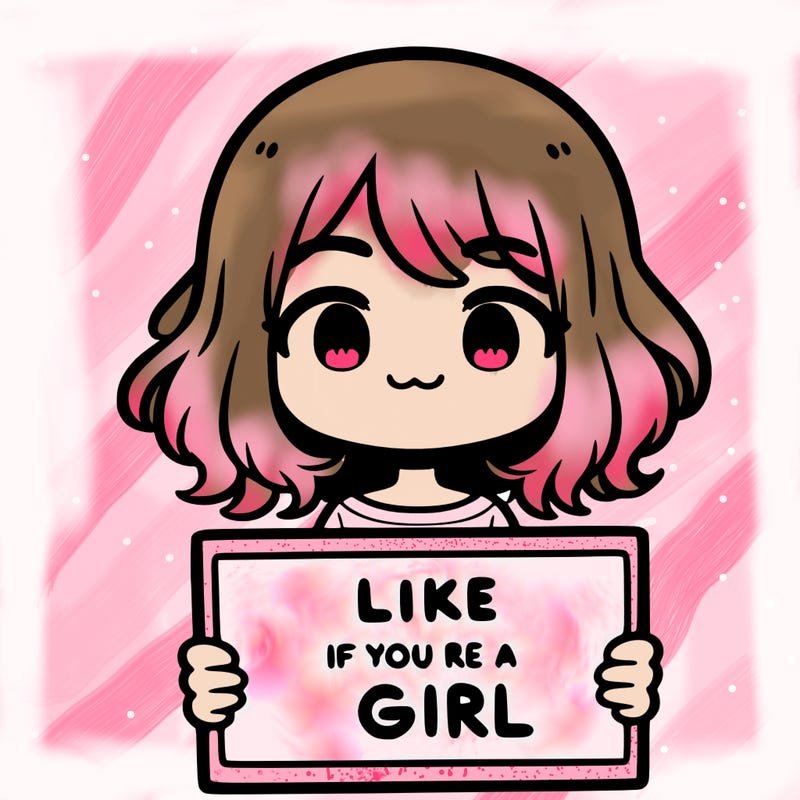 a cute girl holding a sign that says like if you’re a girl