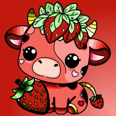 cute strawberry cow