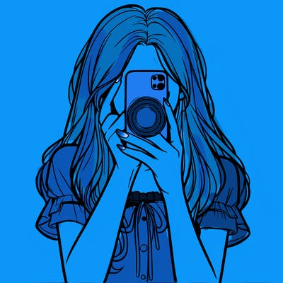 a realistic girl holding her phone taking pictures