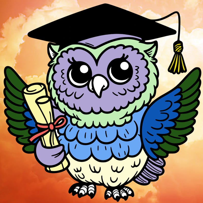 an owl (animal) that carries a mortarboard
