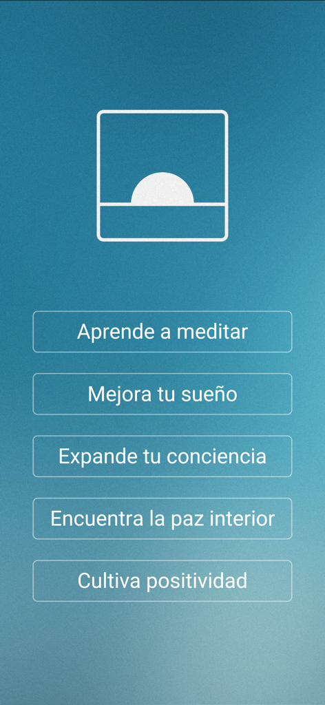 Despertar: Meditación y Dormir - Menú principal de la aplicación de meditación Despertar mostrando categorías de bienestar en español