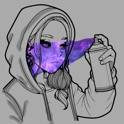 a realistic girl, spray painting