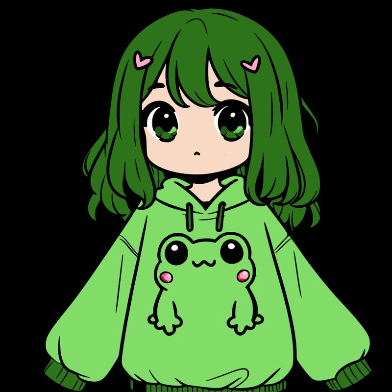 girl wearing frogging sweatshirt