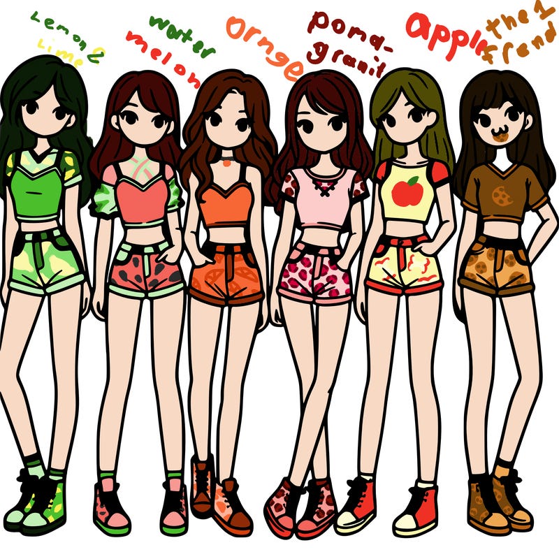 a group of girls wearing crop tops and shorts