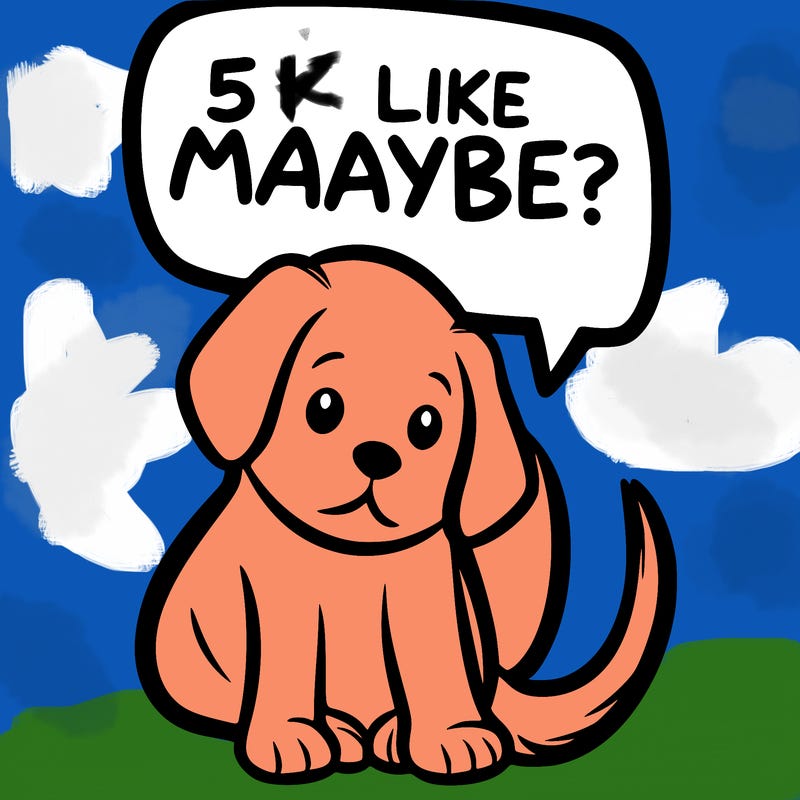 a puppy that says 5 like maybe