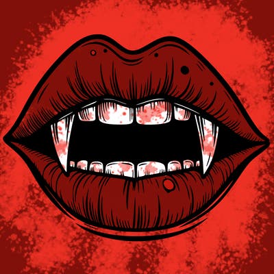 lips with vampire teeth