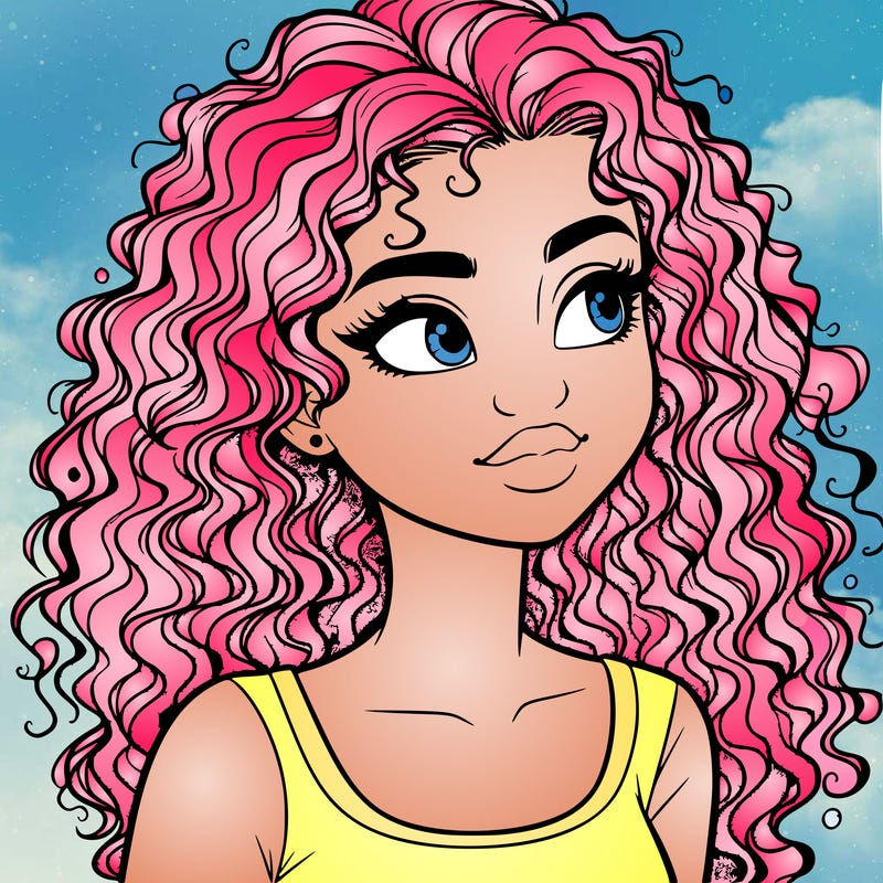 realistic girl with curly hair