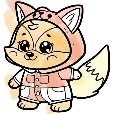 show me a pic of a  cute dog, dressed up at a fox