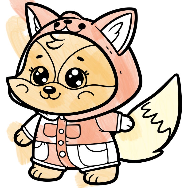 show me a pic of a  cute dog, dressed up at a fox