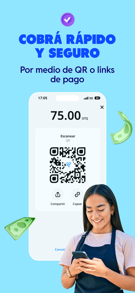 fri Negocios - Un dueño de negocio usando fri Negocios para recibir un pago seguro a través de un código QR.