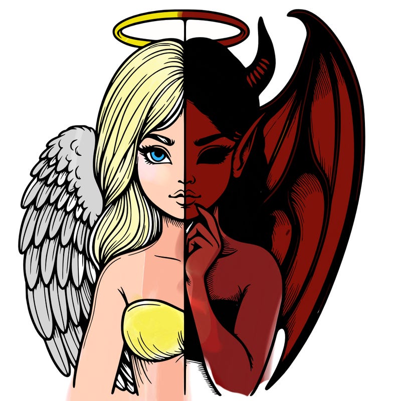 realistic angel half demon