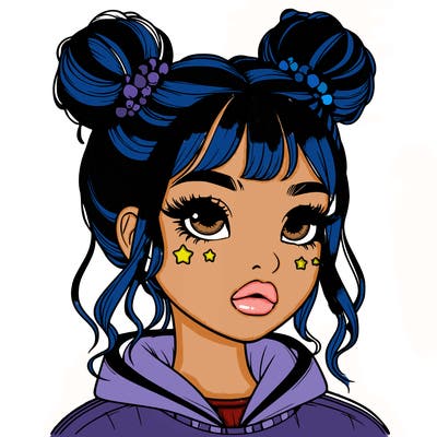realistic girl with space buns