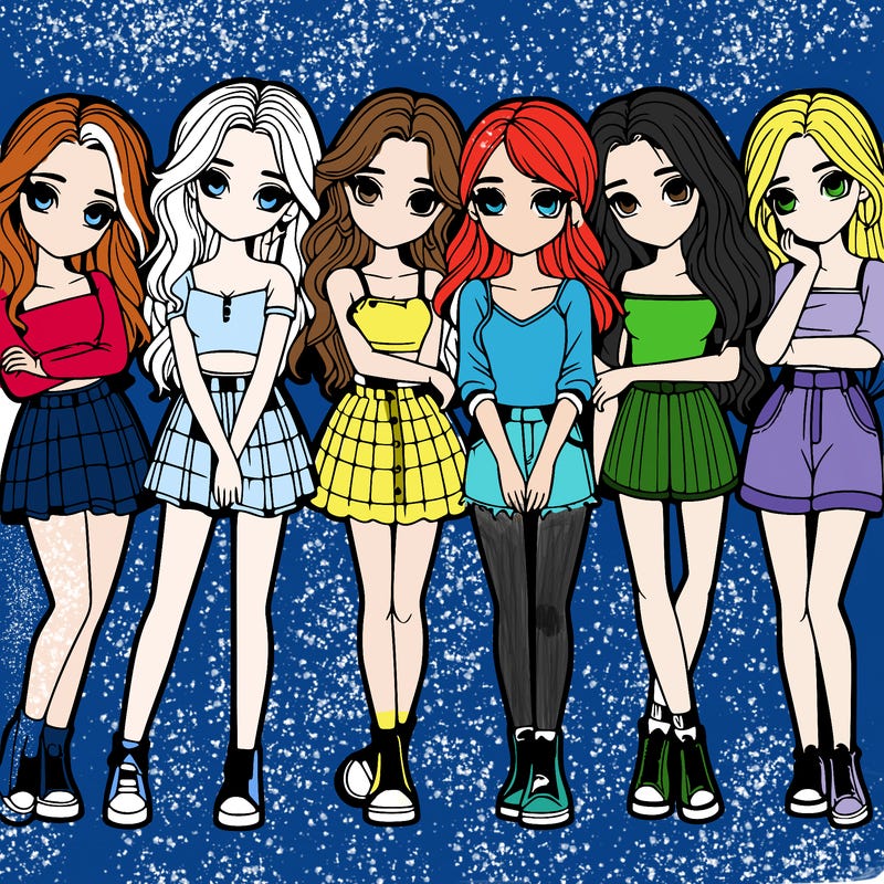 a group of girls realistic