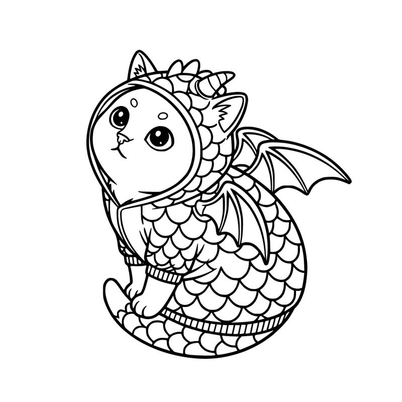 cat in a dragon hoodie