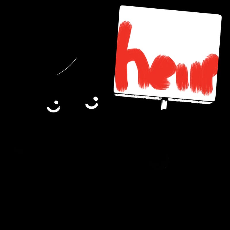 realistic girl holding up a sign