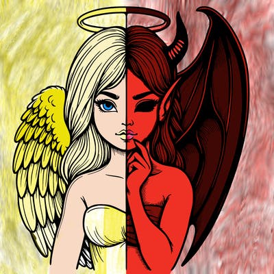 realistic angel half demon