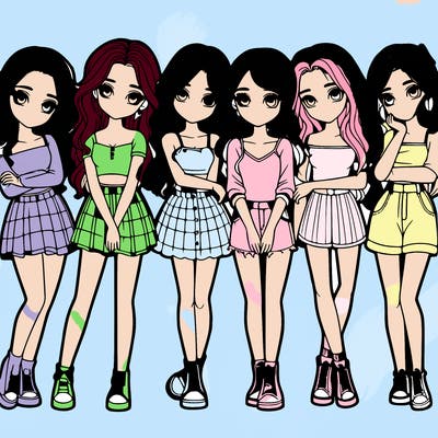 a group of girls realistic