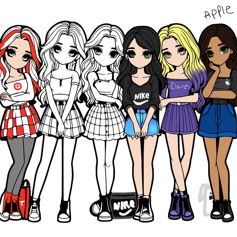 a group of girls realistic