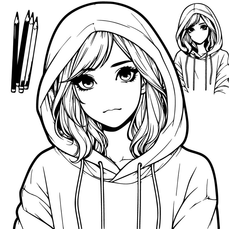 realistic girl with hoodie