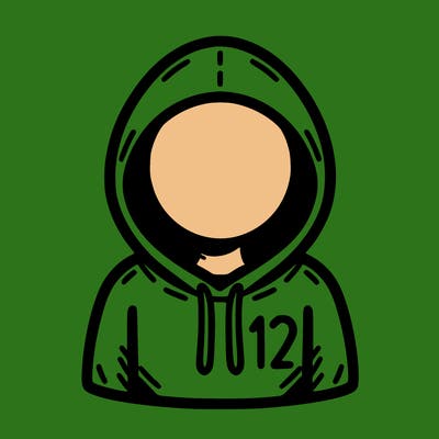 a person with non face waering a hoodie with a small 132 symbol