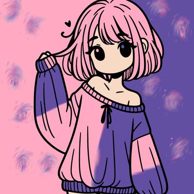 girl in baggy sweater hanging off her shoulder