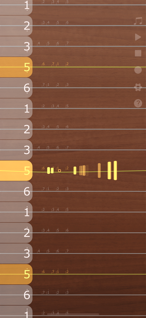 iGuzheng⁺ - Pro version - Digital strings and musical interface of the iGuzheng Pro app showing a note being played