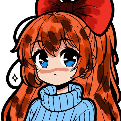 anime girl with hairbow wearing a turtleneck