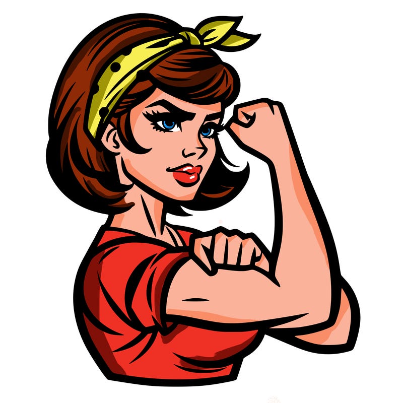 strong woman with a 60s american ad style