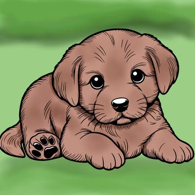 a cute realistic puppy