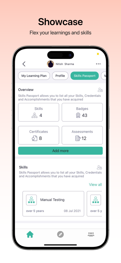 Cornerstone LearningExperience - Skills Passport dashboard in the Cornerstone LearningExperience app displaying user skills badges and certificates