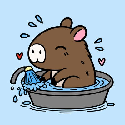 capybara taking a bath
