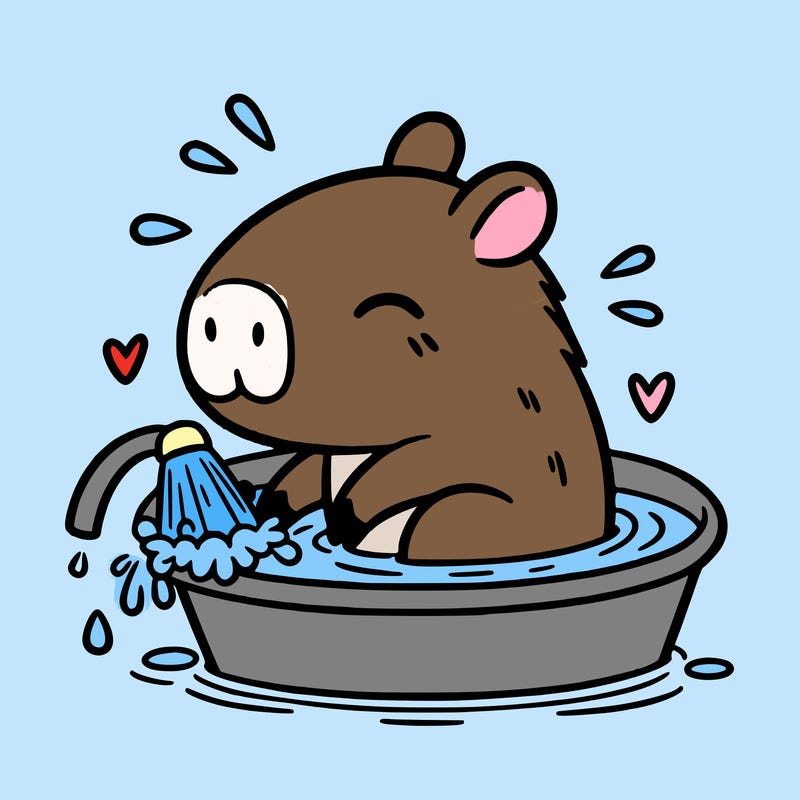 capybara taking a bath