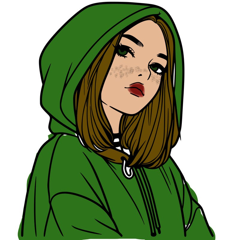 a realistic girl in a hoodie