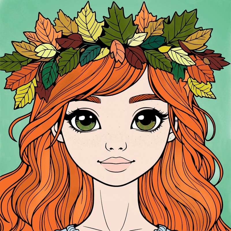 realistic girl with fall leaf crown