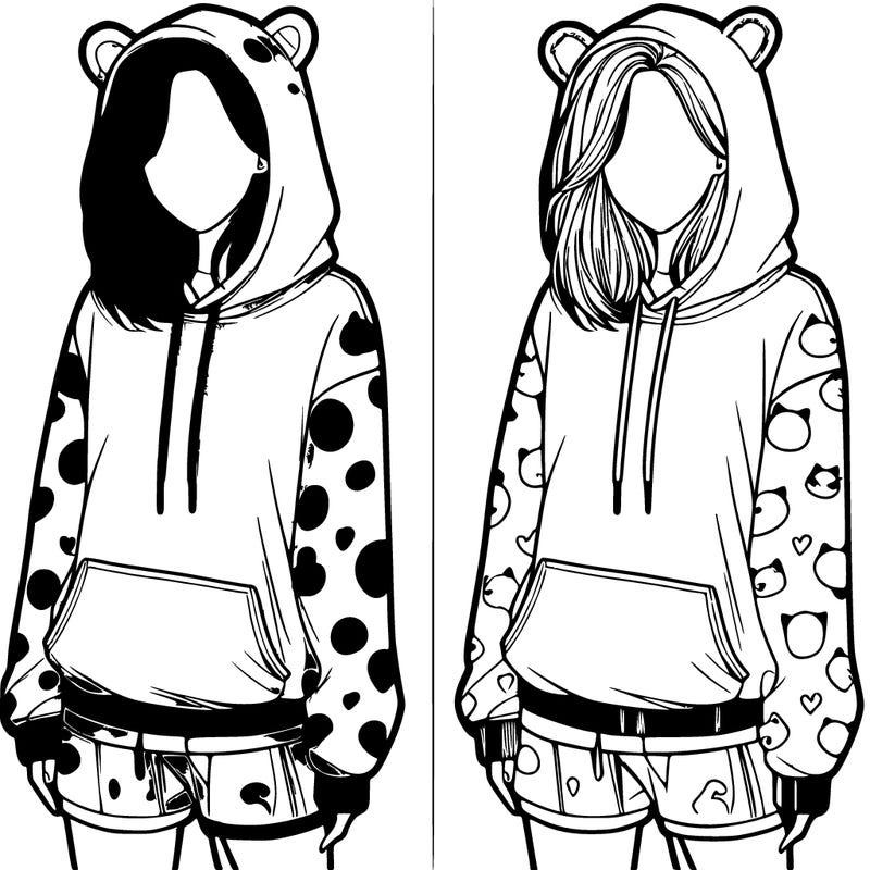 realistic girl in a animal pjs hoodie