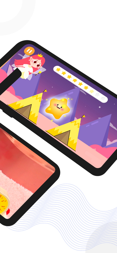 Qinbao Play app screen featuring a fairy princess and a gold star in an educational animation