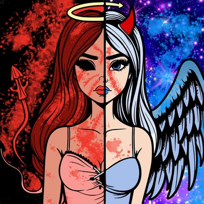 devil vs angel realistic girl