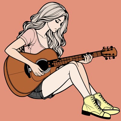 realistic woman play guitar