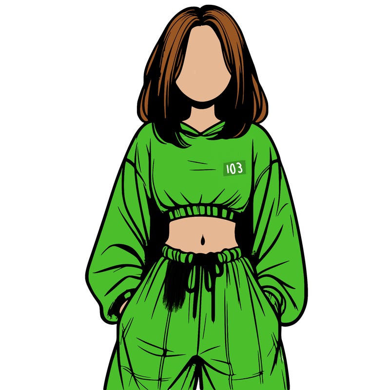 realistic girl faceless with baggy pants and a crop top