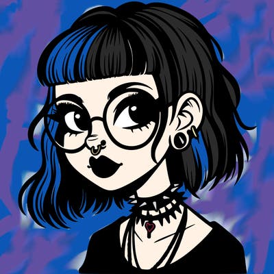 gothic girl with a mullet and glasses