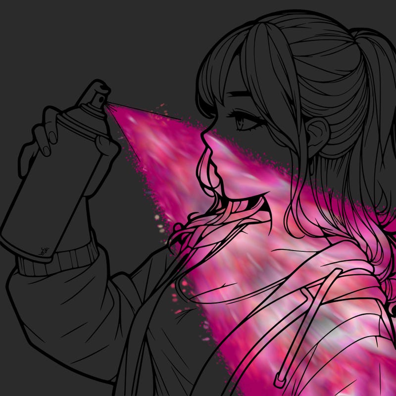 a realistic girl spray, painting