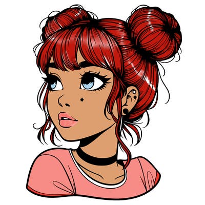 realistic girl with spacebuns