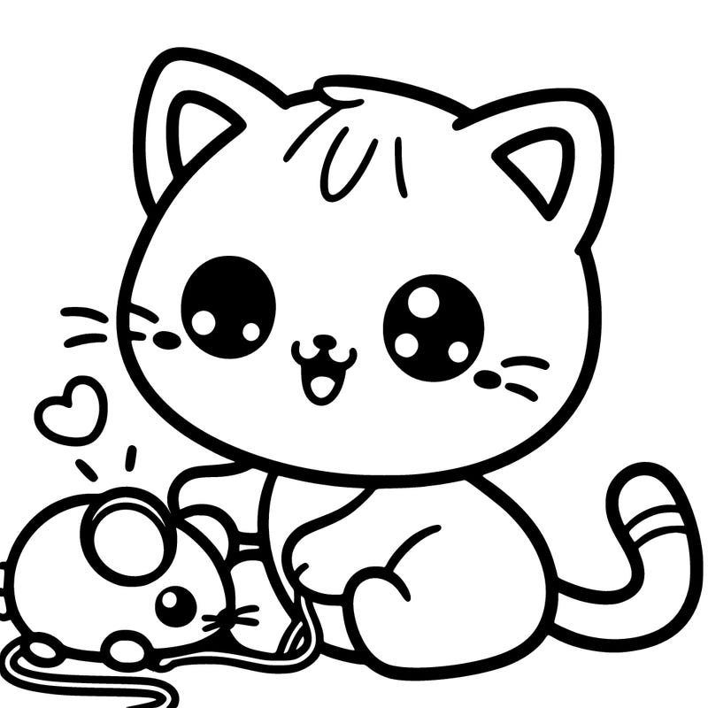a super cute cat with a toy mouse animated