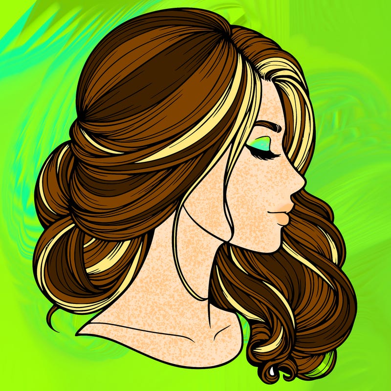 realistic woman's head & hair