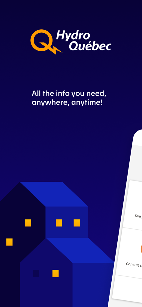 Hydro-Québec - Hydro-Quebec mobile app welcome screen with company logo and slogan