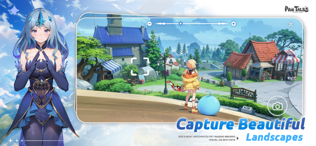 Paw Tales: Eternal Bond - An anime style game screenshot of Paw Tales Eternal Bond showing a character and pet in a village landscape