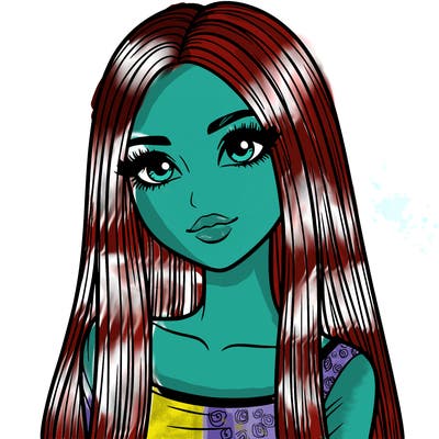 realistic girl with straight and long hair