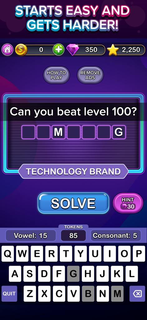 Trivia Puzzle Fortune Games! - Trivia Puzzle Fortune gameplay showing a phrase puzzle in the technology brand category.