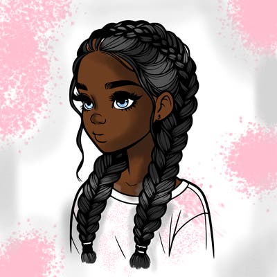 realistic girl with braids