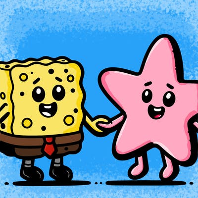 spongebob squarepants  and patrick star holding hands